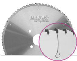 In der innovativen Ausführung mit den minimalen Spanräumen steht bei LEUCO das komplette DP-Plattenaufteil-Sägeblatt-Programm bis Durchmesser 450 mm zur Verfügung.
