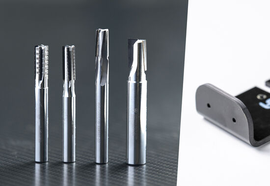 With its "quartet for every situation", LEUCO offers an economical cutter for trimming composite components individually for every application and level of difficulty, from left to right: UniType, ProType, Spiral End Mill and Z2 PCD.