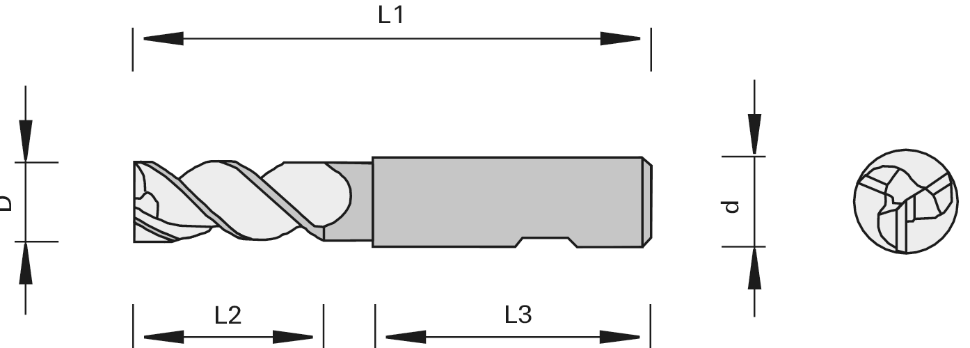 LEUCO - 183992 - 高性能柄铣刀VHW，加工铝合金- Z3