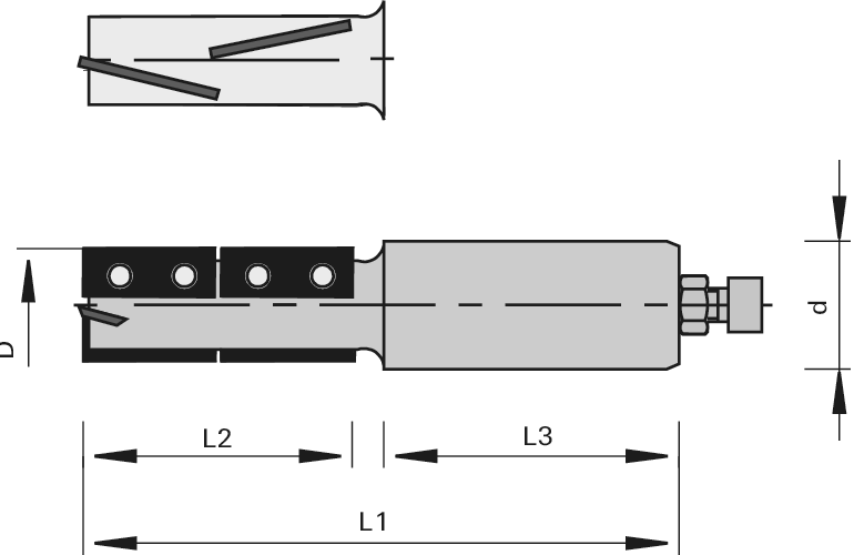 LEUCO - 184254 - 带硬质合金转位刀片柄铣刀-Z=2+2带交错式轴向角