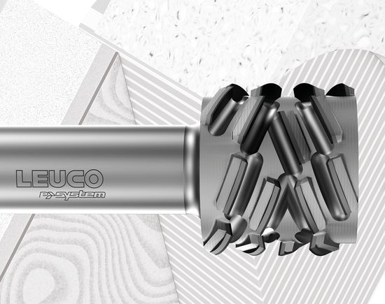 LEUCO p-System 刀具装有金刚石刀片，与轴之间通常呈 70° 的轴倾角，在很大程度上减小了楔角。这是一个技术巧妙的系统，在业界引起了轰动，并使 LEUCO 成为了推动灵感的领衔者”评审团解释说。